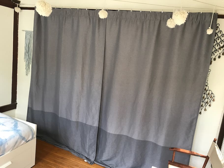 Blackout curtains.