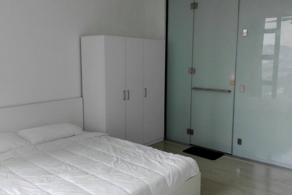 Private bathroom with hot rain shower