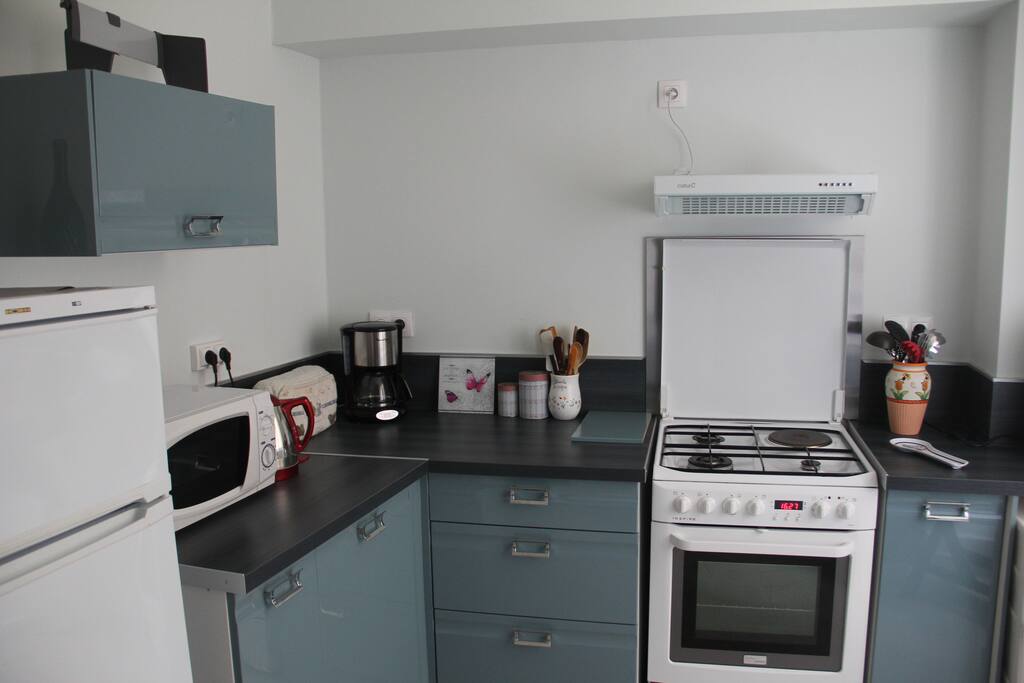 The kitchen has recently been completely restored and has washer, dryer, stove, and refrigerator.