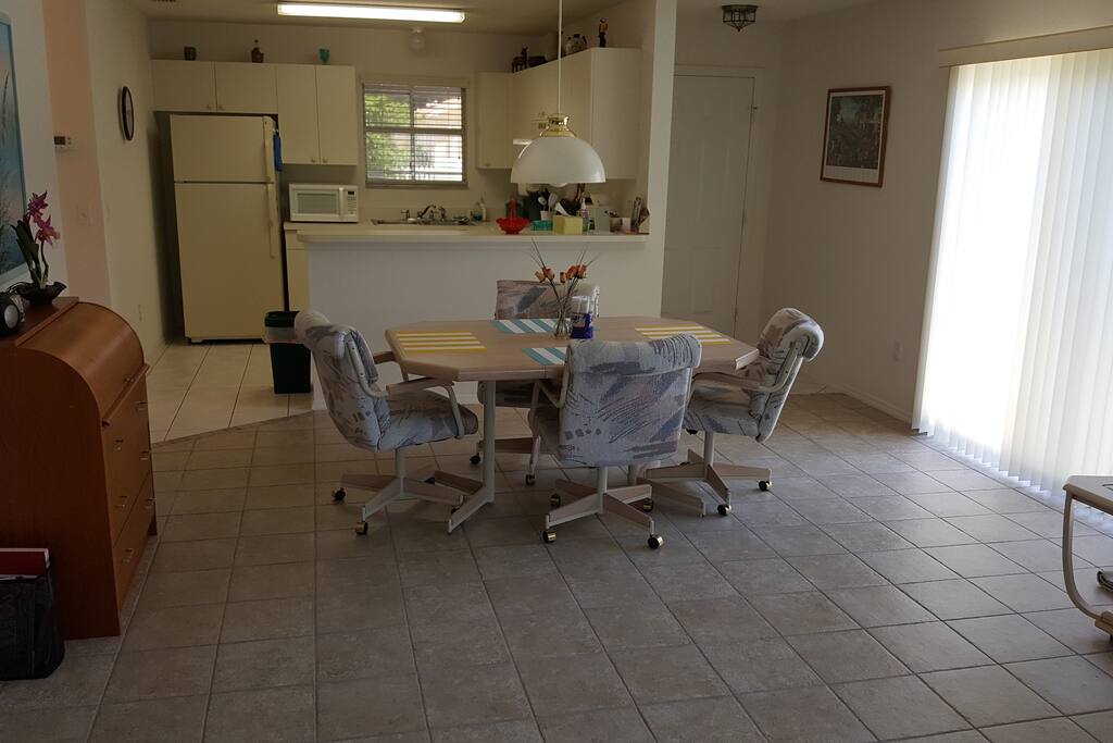 The kitchen as viewed from the other side of the villa