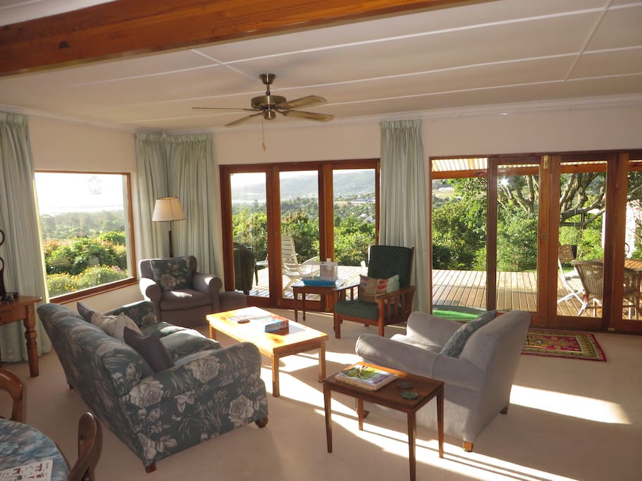Open plan living area with view