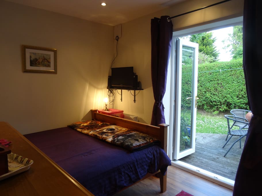 bedroom with patio doors