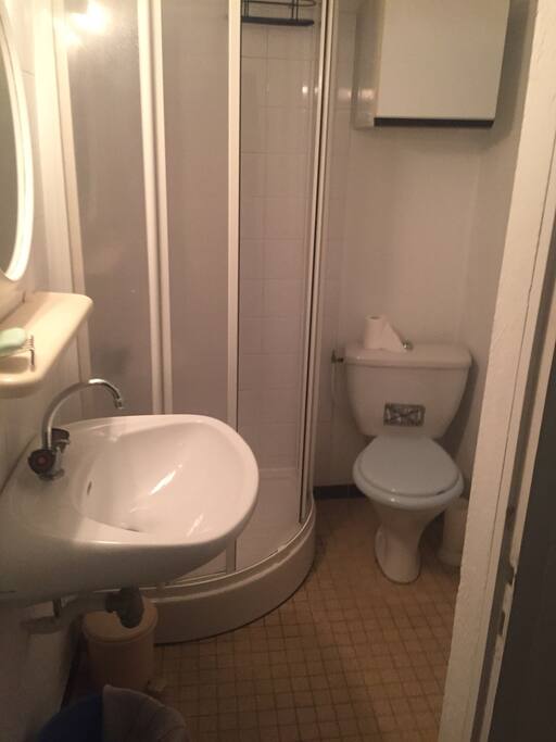 Salle d'eau du rez-de-chaussée (Lavabo, douche et WC)