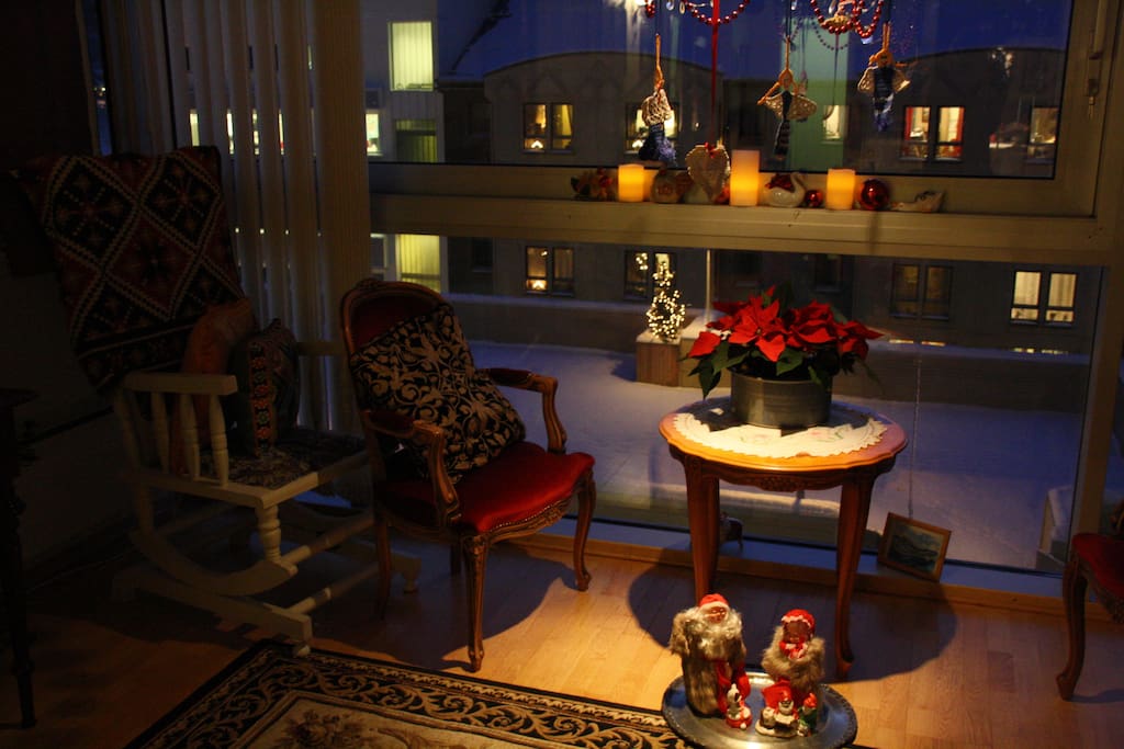 Winter garden with Christmas decoration