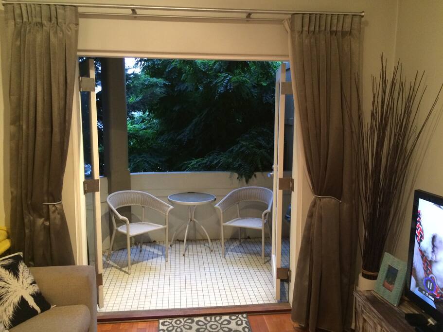 Balcony in peaceful leafy environment