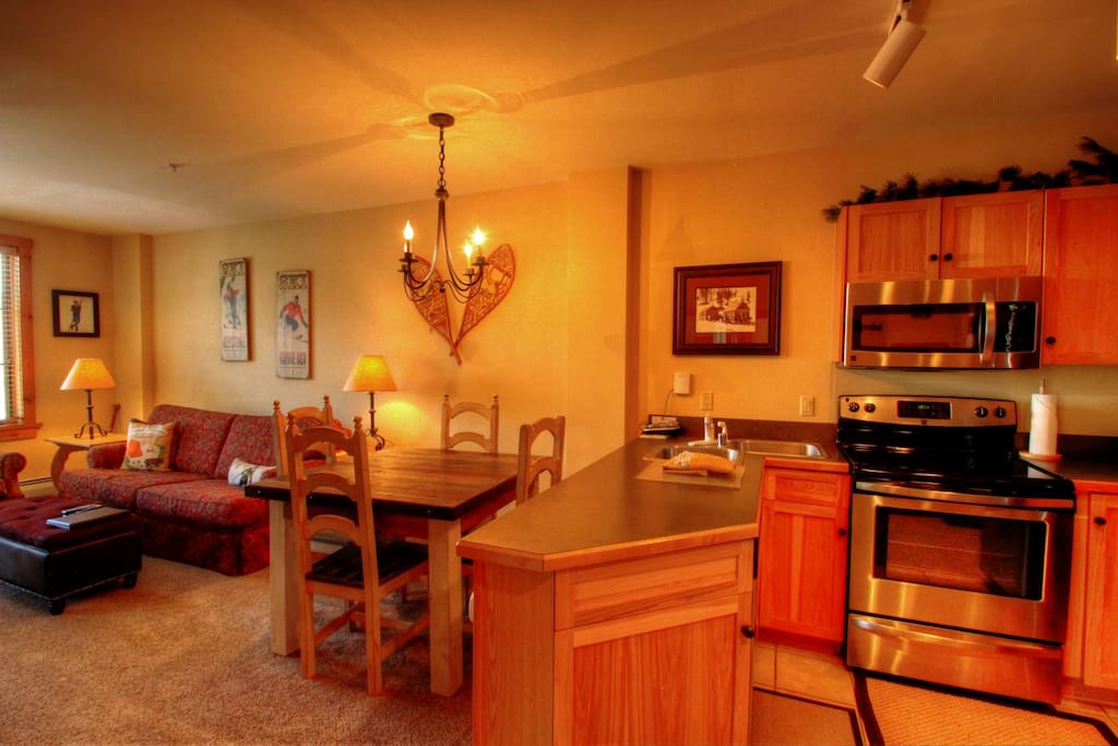Kitchen, Dining & Living Room