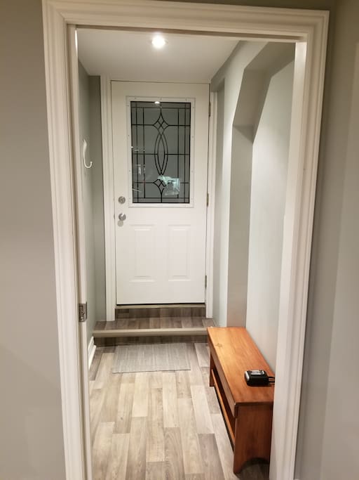 Separate entrance into the guest suite from the outside.