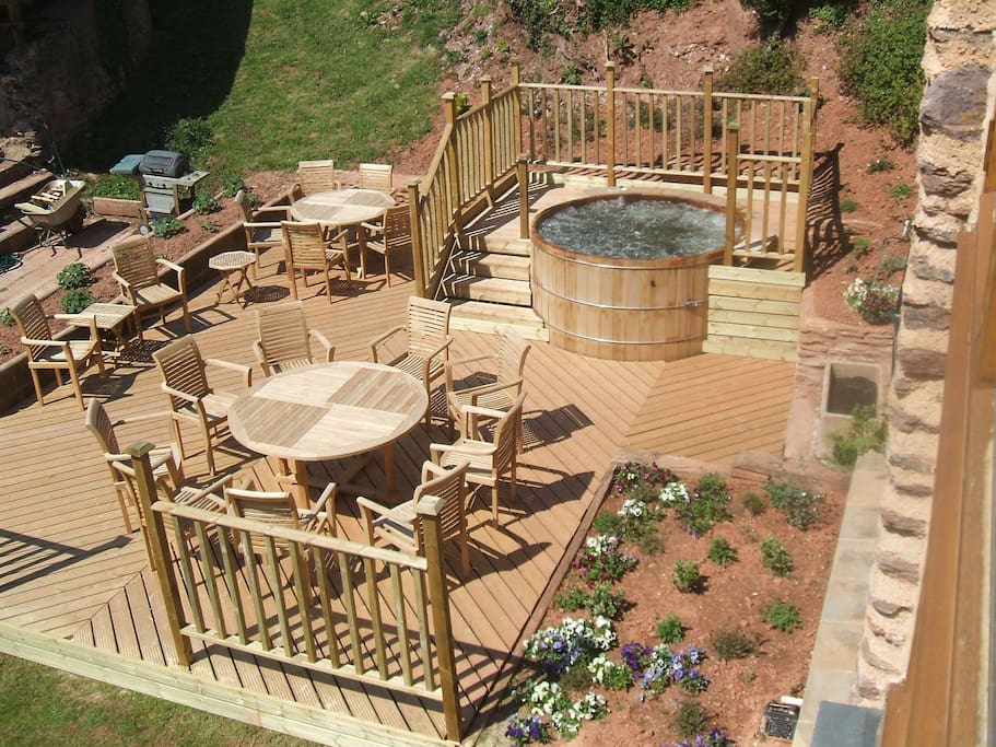 Hot tub and seating area
