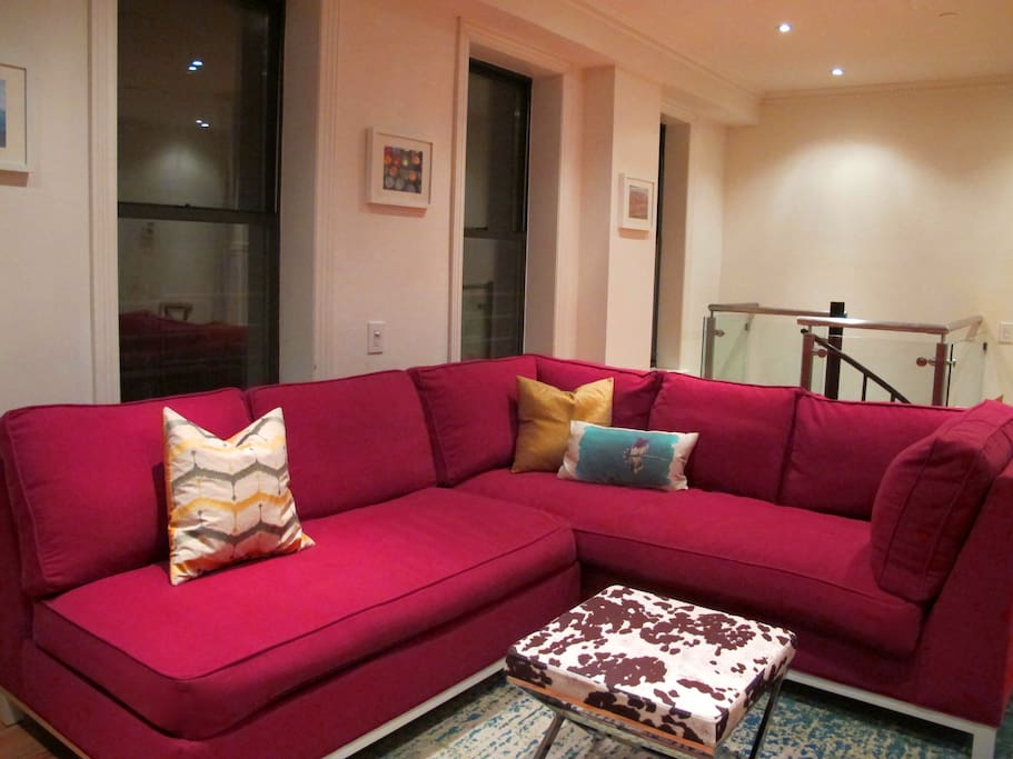 Large comfy down sectional for lounging