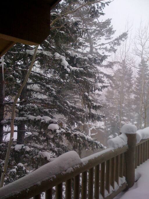 The back deck looks over the beautiful Wasatch mountains
