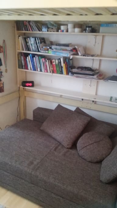sofa which is easily folded into a sleeping couch!