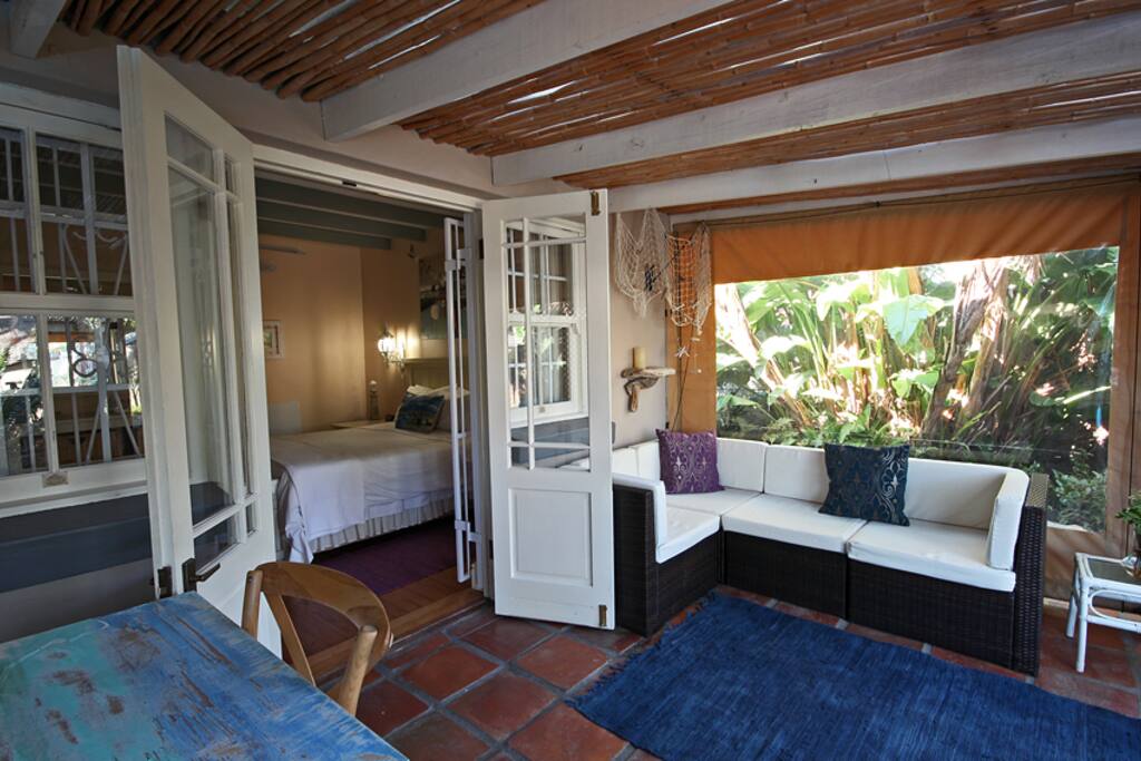 Private patio with private entrance to room