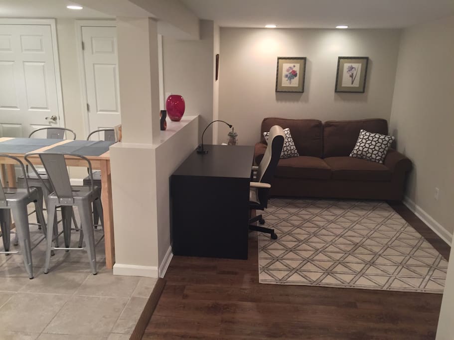 Work space / sitting area & dining area, adjacent to bedroom.