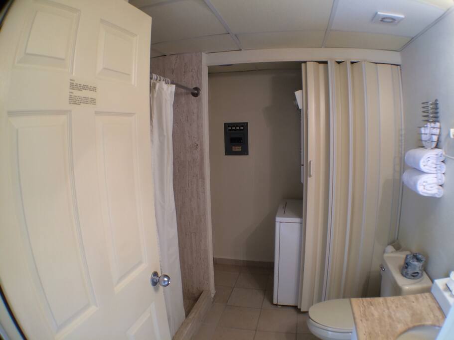 bathroom and washing machine