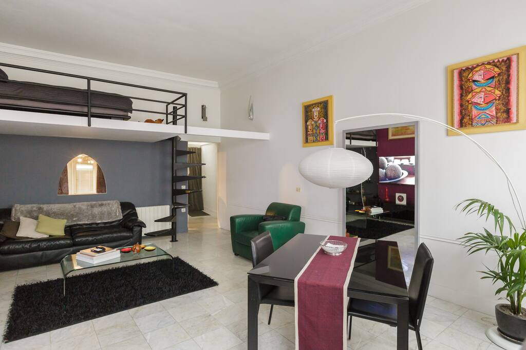 Dining space and view of the mezzanine