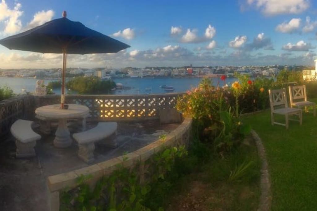 Sit out back overlooking the water while waiting for your food on the BBQ