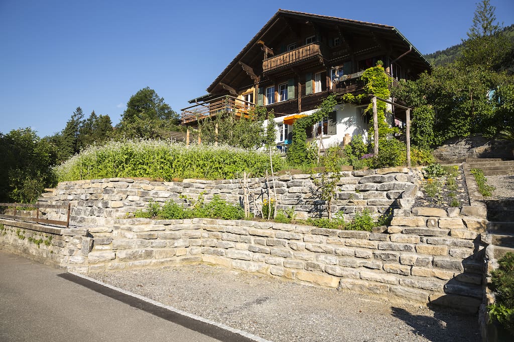 The white part of the Chalet (Groundfloor) can be yours if you like..you will park your car on your private parkinglot just here in front..