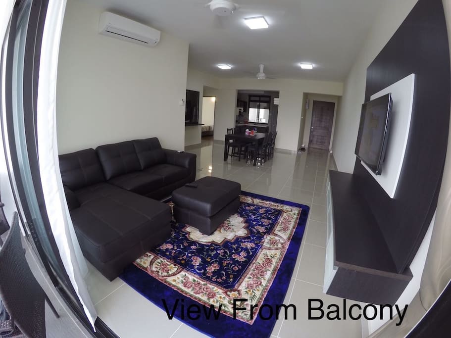 Living room with L-shape chair and Cable TV