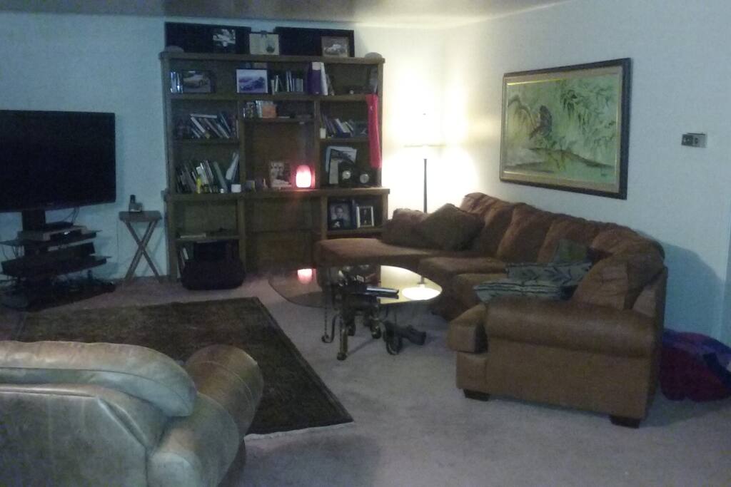 Enjoy a movie on the 52" flat screen