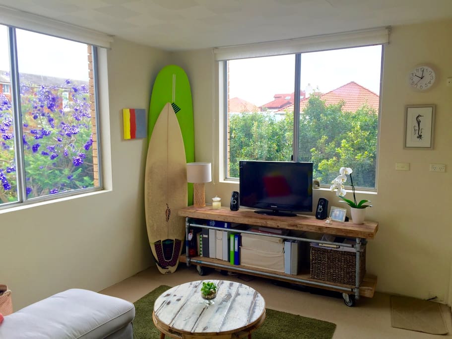 If you feel like some TV, it's here, along with a DVD player and movies just under the stand.