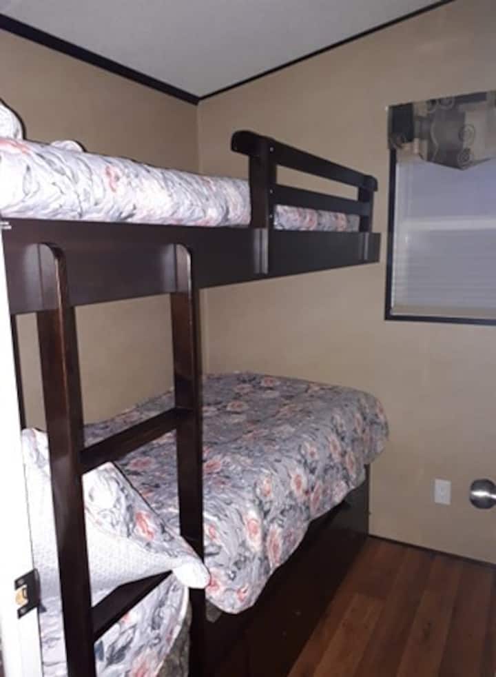 2nd bedroom off living area
Twin bunk beds