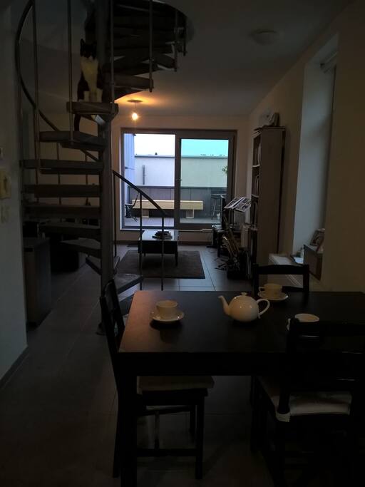View of living room and terrace