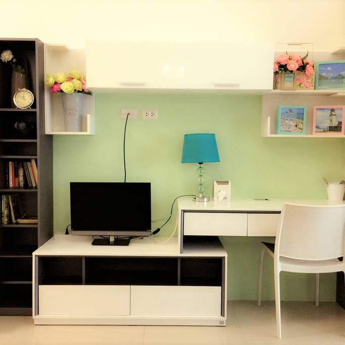 Living Room with Work Desk