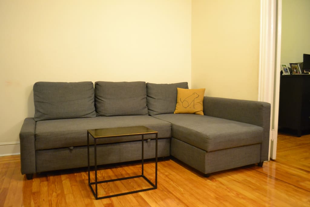 Pull out couch in living room.