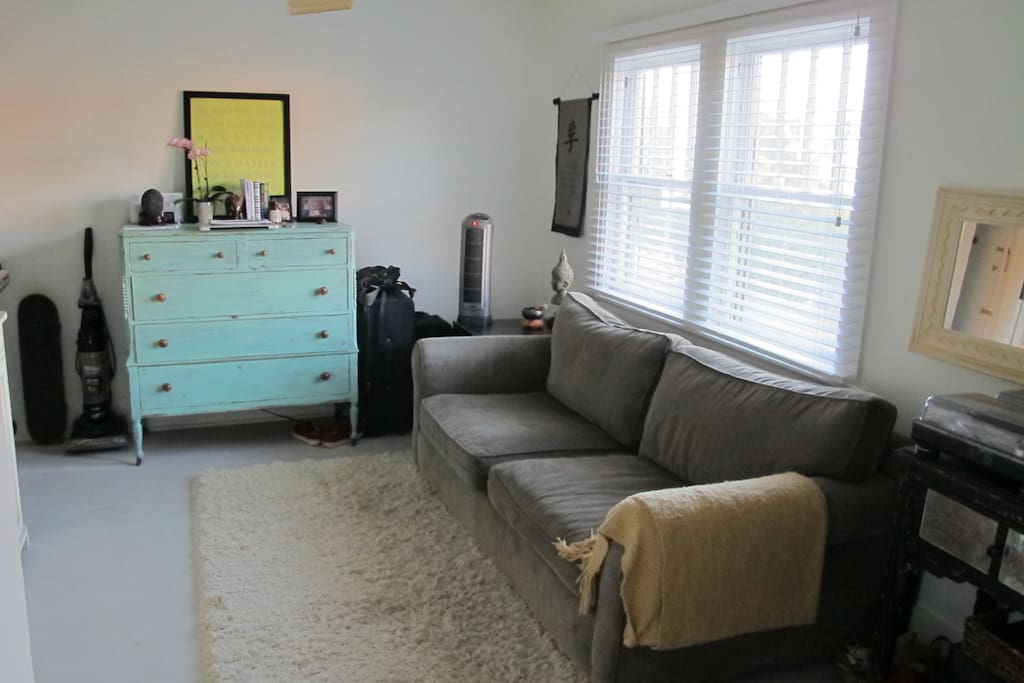 Living room. Can sleep one person on this couch as well.