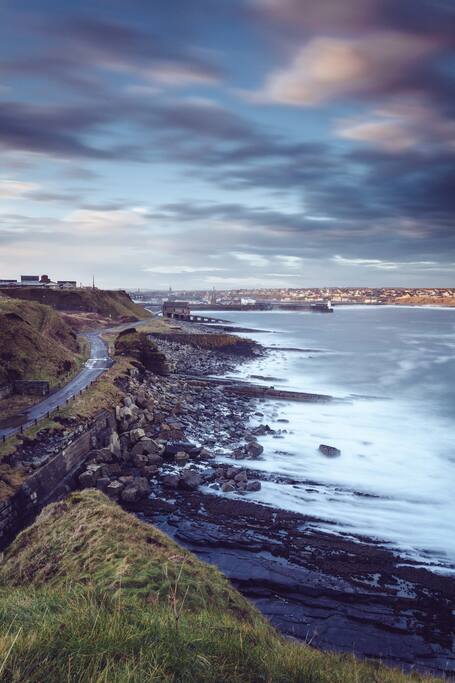 Looking back along the coast to the house