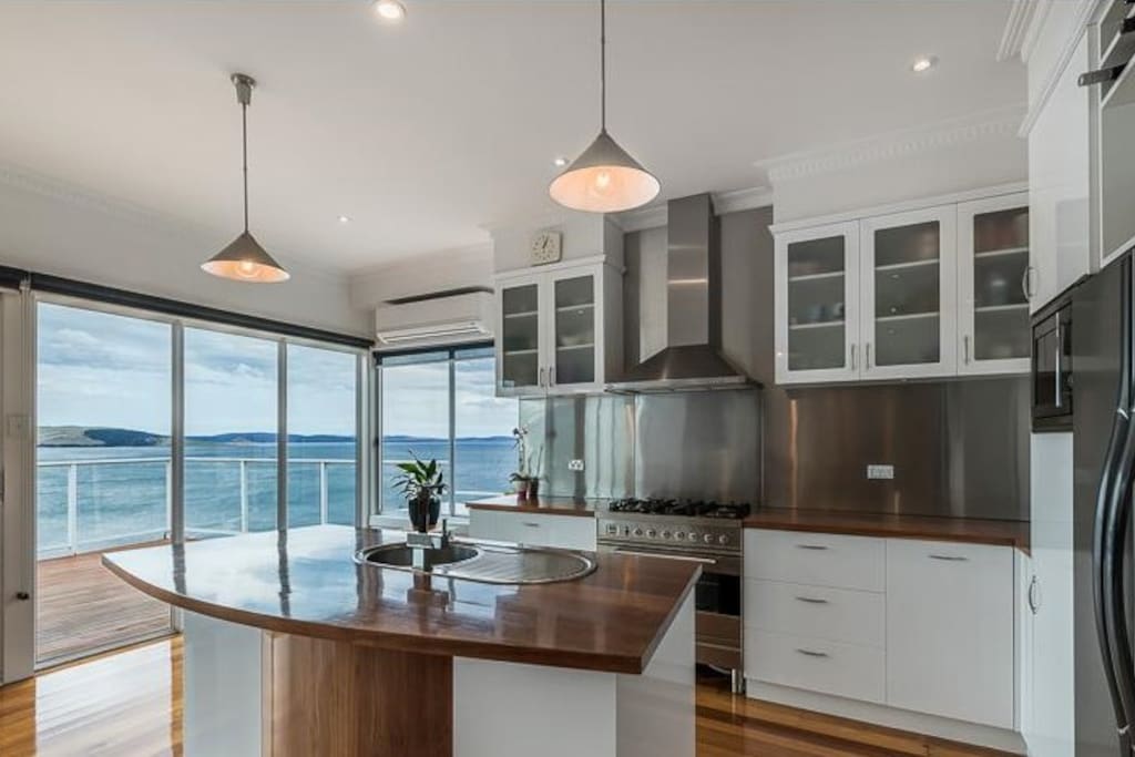 Modern kitchen with gas cooking