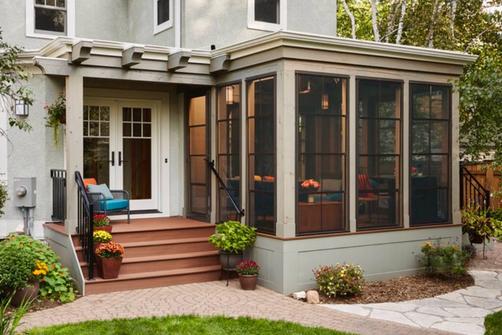 French doors to kitchen and porch access