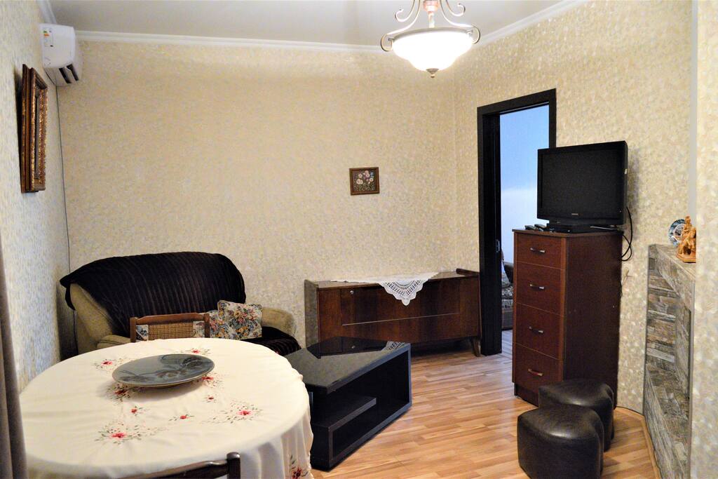 Living room with fireplace