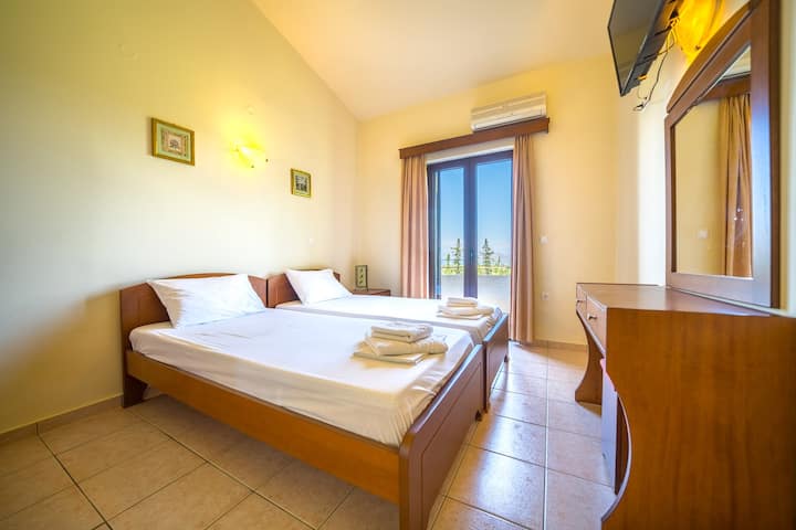 Bedroom 3: Two Single beds and balcony with panoramic views