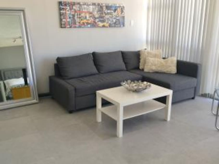 Living area with pull-out sofa