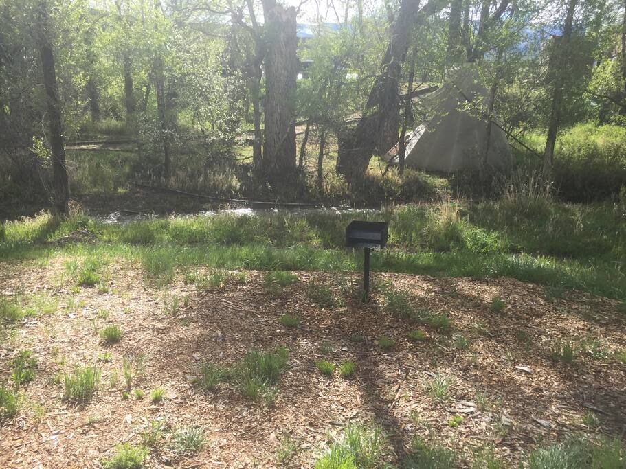 View of the creek and BBQ