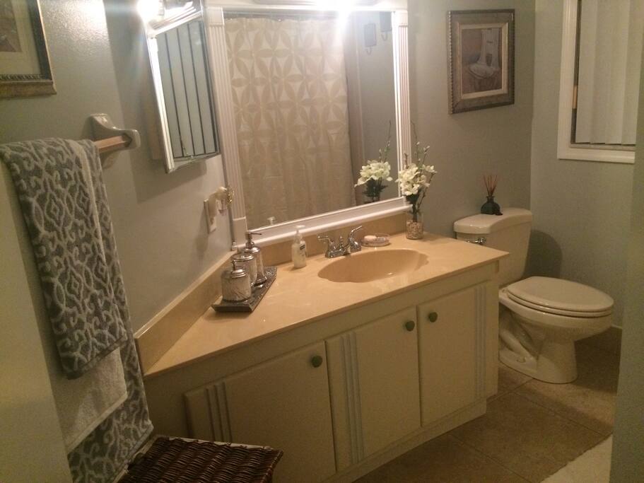 Guest bedroom with tub/shower combination
