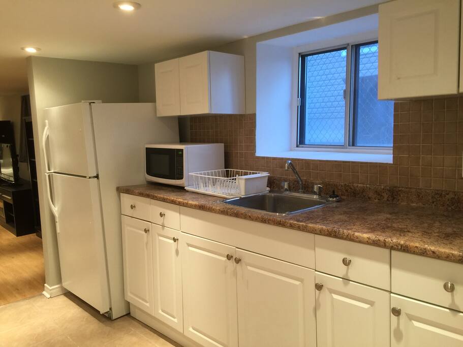 Wet bar and a fridge add comfort to your stay.