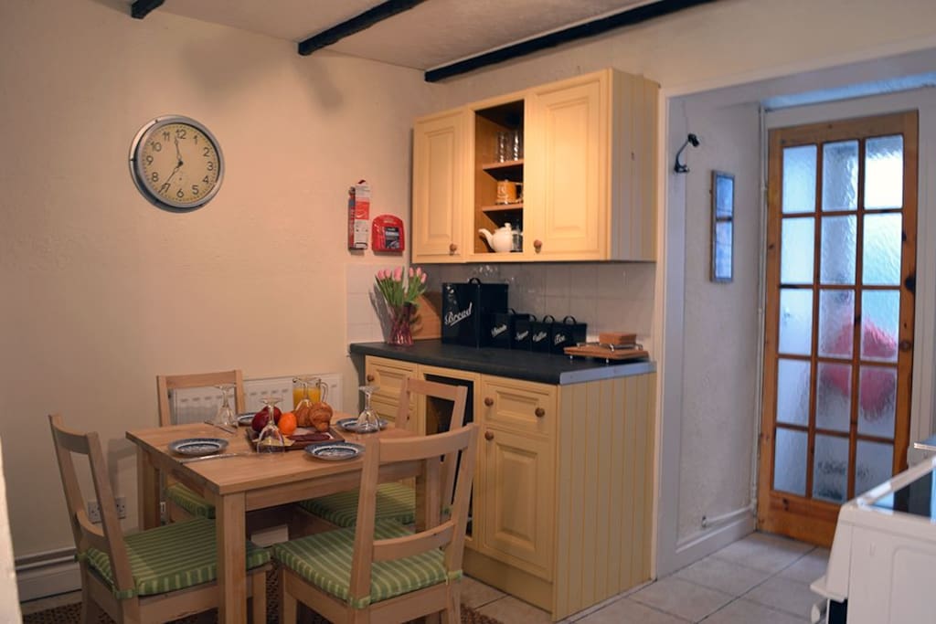 Kitchen area with seating for four