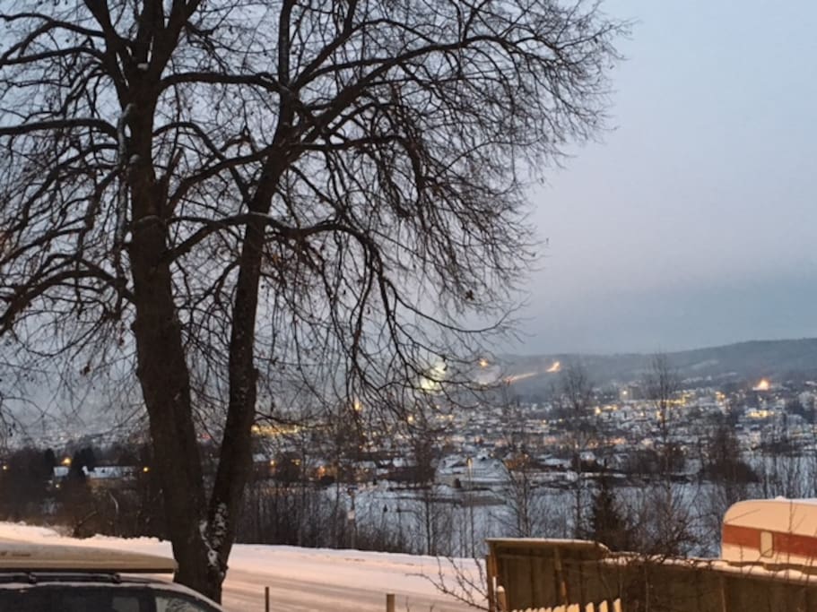 This is the view from the window to the lake Mjøsa and Lillehammer