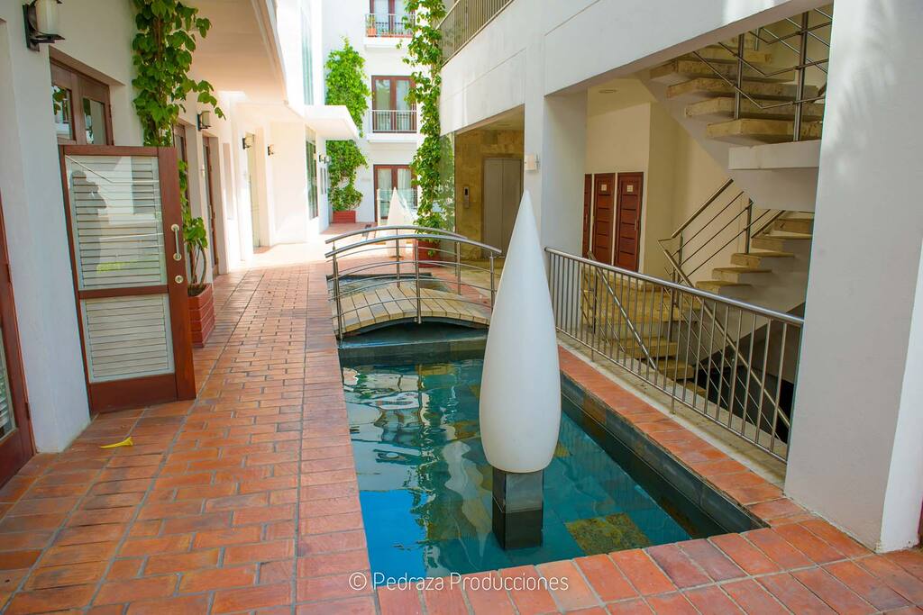 Beautiful entrance to the building inside the complex