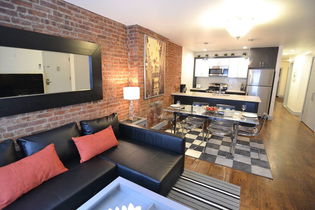 The living room is very large.