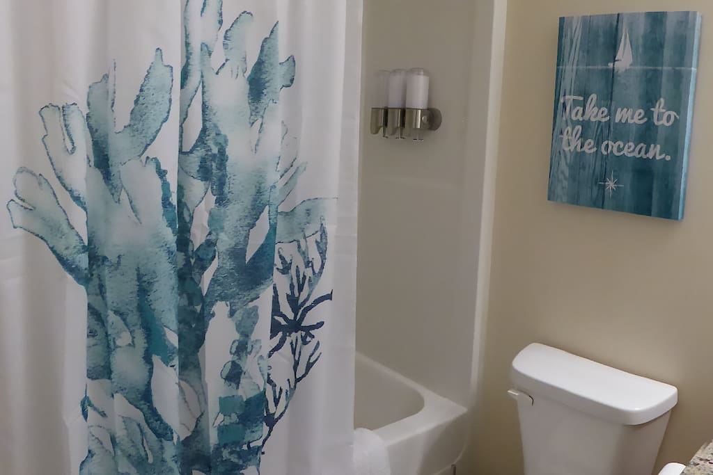 Master bathroom with salon quality hair products.