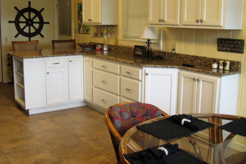 Gourmet kitchen with granite counter tops and new appliances