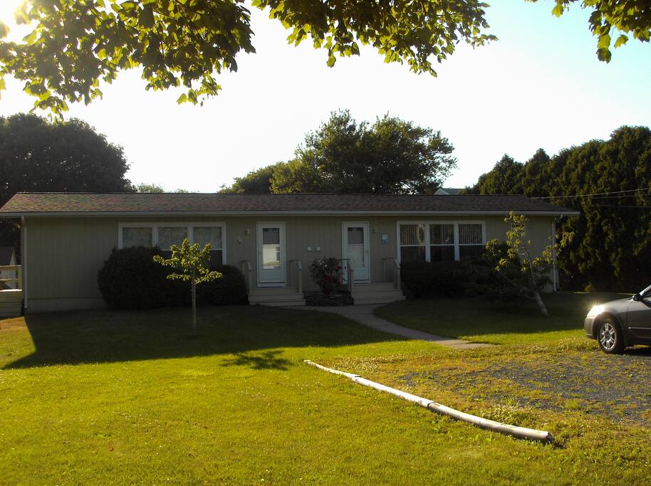 Unit B is on the left side, large driveway