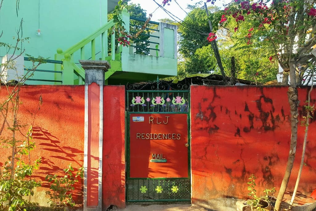 Front entrance, walled, gated and security locked