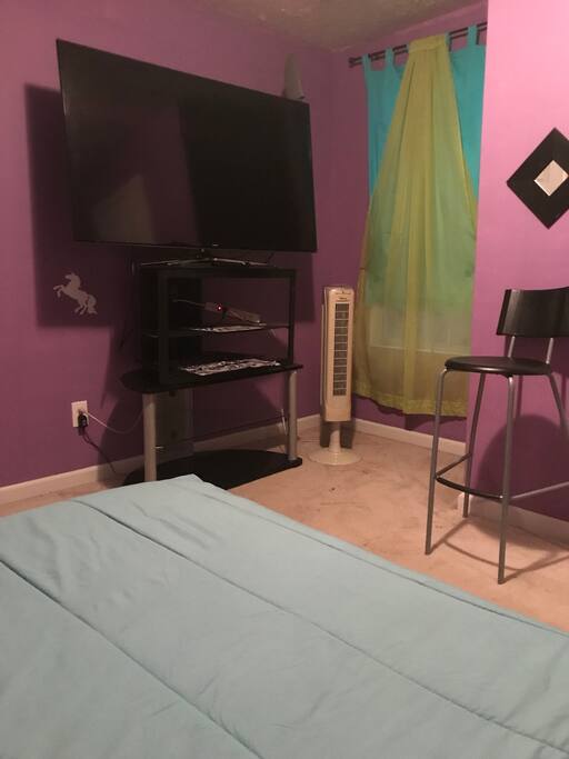 65” TV local channels Netflix and you tube in the private bedroom