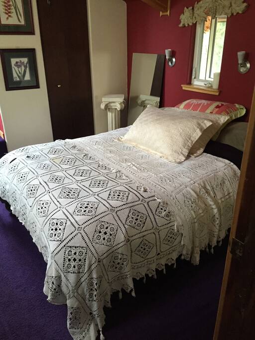 The master bed room is suited for two. It is on the upper level with private bath and vanity area, making it quite private.