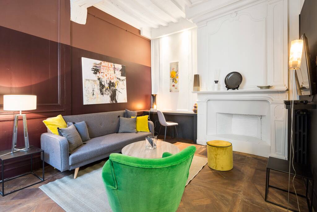 Beautiful and bright living room with valuable furniture