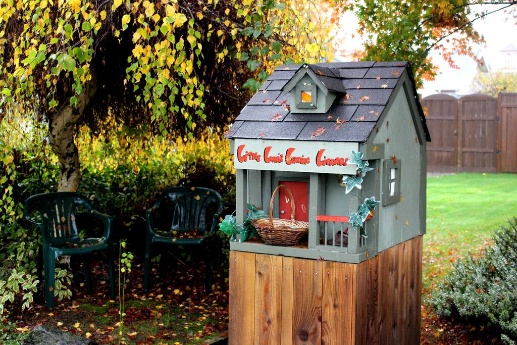 Our lending library..enjoy a book, the yard, or porch